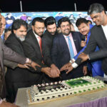 Governor Sindh Mohamed Kamran Khan Tessori along with Caretaker Federal Minister for Human Rights Mr. Khalil George cutting the Ribbon to inaugurate during attending the Christmas celebrations Ceremony at Jinnah Ground near Mazar e Quaid