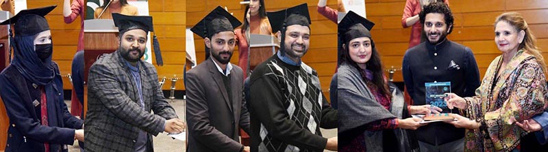 First Lady Begum Samina Alvi giving certificates to students with disabilities at the graduation ceremony of the Network of Organizations Working with Persons with Disabilities Pakistan (NOWPDP) students