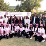First Lady Begum Samina Arif Alvi addressing the prize distribution ceremony of breast cancer awareness cricket match