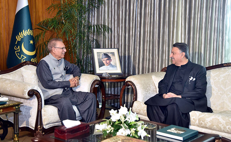 Governor Balochistan Malik Abdul Wali Khan Kakar calls on President Dr Arif Alvi, at Aiwan-e-Sadr Governor Balochistan Malik Abdul Wali Khan Kakar calls on President Dr Arif Alvi, at Aiwan-e-Sadr