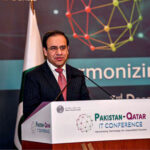 Caretaker Federal Minister for IT and Telecommunication Dr. Umar Saif addressing Pakistan-Qatar IT Conference in Doha