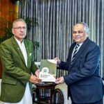 Chief Information Commissioner Mr. Shoaib Ahmad Siddiqui presenting the Bi-Annual Report 2023 of Pakistan Information Commission to President Dr. Arif Alvi, at Aiwan-e-Sadr