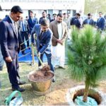 Caretaker Prime Minister Anwaar-ul-Haq Kakar planting a sapling in the lawn of Ministry of Interior