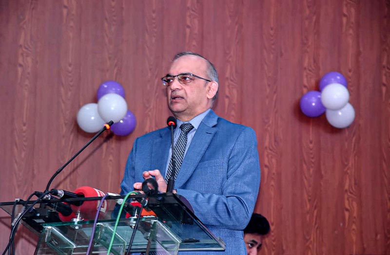 Federal Secretary Ministry of IT and Telecommunication Hassan Nasir Jamy addressing "Education Transformation Agreement Signing Ceremony, Launch of Imagine Cup, Founders Hub & Al Skilling
