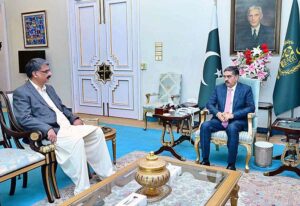Prime Minister of Azad Jammu and Kashmir Ch. Anwaar-ul-Haq calls on the Caretaker Prime Minister Anwaar-ul-Haq Kakar