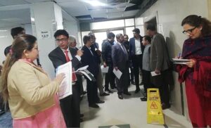 Zahir Shah, Member, PMIC is getting site visit briefing on PSDP project titled •Replacement and Upgradation of HVAC Plant Room Equipment and Allied Works at PIMS, Islamabad' at PIMS Hospital from the Pak PWD, PIMS officers and Contractor