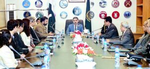 Caretaker Prime Minister Anwaar-ul-Haq chairing a meeting at the Ministry of Interior to inaugurate Pakistan's New Visa Policy