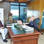 Caretaker Federal Minister for Privatisation, Mr. Fawad Hasan Fawad calls on President Dr Arif Alvi, at Aiwan-e-Sadr