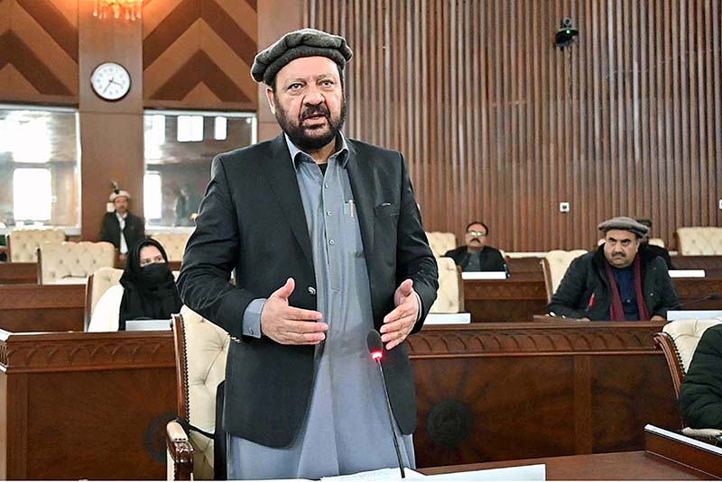 Chief Minister Gilgit-Baltistan, Haji Gulbar Khan addressing during the 5th sitting of the 27th session of Gilgit-Baltistan Assembly under the chair of Speaker Gilgit-Baltistan Assembly Nazir Ahmad Advocate