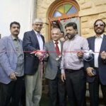 Caretaker Sindh Health Minister Dr Saad Khalid Naz cutting ribbon to inaugurate Shahbana Shafiq Dental Clinic at Karachi Press Club