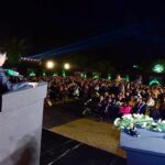 Caretaker Prime Minister Anwaar-ul-Haq Kakar addressing an awards ceremony to recognize Top 25 Companies for their stellar performance at Pakistan Stock Exchange