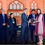 Caretaker Prime Minister Anwaar-ul-Haq Kakar distributing awards among the Top 25 Companies for their stellar performance at Pakistan Stock Exchange