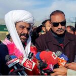 Divisional Superintendent Quetta Muhammad Yousuf Leghari talking to the media after inaugurating Bolan Mail Passenger Train Service which will connect Quetta and Karachi.