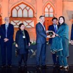 Caretaker Prime Minister Anwaar-ul-Haq Kakar distributing awards among the Top 25 Companies for their stellar performance at Pakistan Stock Exchange