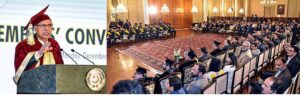 President Dr. Arif Alvi addressing the convocation ceremony of Institute of Cost and Management Accountants of Pakistan, at Aiwan-e-Sadr