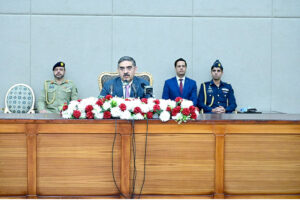 The Caretaker Prime Minister Anwaar-ul-Haq Kakar addresses the 12th National Balochistan Workshop