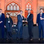 Caretaker Prime Minister Anwaar-ul-Haq Kakar distributing awards among the Top 25 Companies for their stellar performance at Pakistan Stock Exchange
