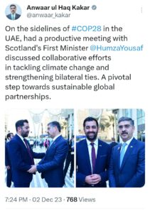 Caretaker PM, Scottish First Minister discuss collaborative efforts over climate change