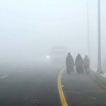 A view of dense fog covering surrounding areas of Bhara kaho along Srinagar Highway.