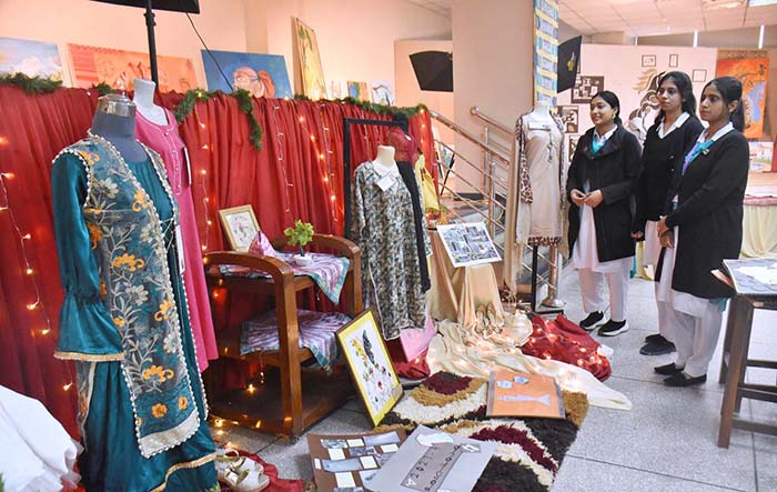Students visiting Annual Exhibition titled "Enchanted World of Art and Creativity" at FG College of Home Economics & Management Sciences F-11