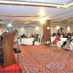 Caretaker Federal Minister for Information & Broadcasting and Parliamentary Affairs Murtaza Solangi addressing the two-day conference for Civic Hackathon "Problem Identification”
