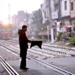 A view of train is running on the tracks Railway Station