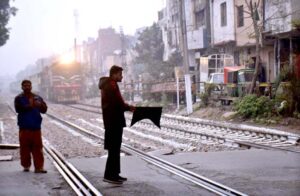 A view of  train is running on the tracks Railway Station
