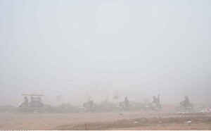 A view of fog that engulf the whole city in the early morning