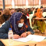 Students solving papers during Pre-entry test for admission for degree and diploma courses in Liaquat University of Medical & Health Sciences (LUMHS) Jamshoro
