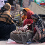 Women vendors selling bangles on roadside at Shamsabad