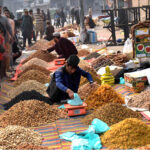 People are busy purchasing dry fruits from roadside vendor