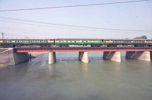  A beautiful view of train crossing Phuleli Railway Bridge at Tando Yosuf area