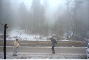 People capture the moment with their cell phones during first snowfall of the season.
