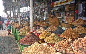 A vendor selling dry fruit at H-9 weekly bazar.