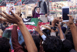 Pakistan People's Party (PPP) Leader Aseefa Bhutto Zardari election campaign rally passing through various areas of Lyari