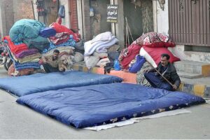 Labourers are busy preparing quills at their workplace as demand increases in the winter season