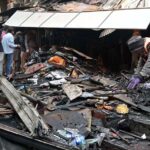 CDA workers busy in operation to extinguisher after fire at Aabpara market.