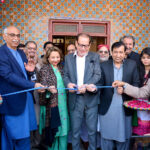 Caretaker Sindh Minister for Information Ahmad Shah cutting the ribbon to inaugurate 9th Hyderabad literature Festival at Sindh Museum