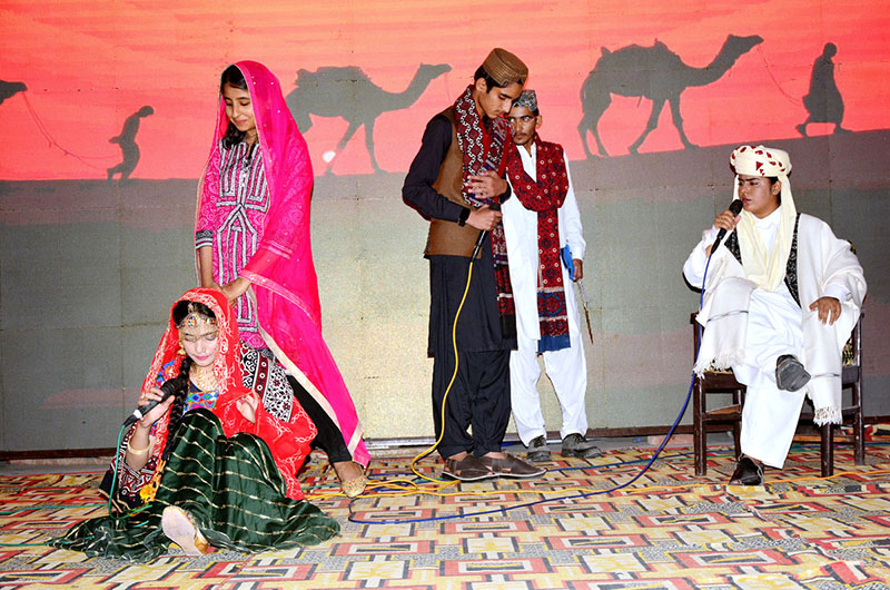 Caretaker Sindh Minister for Information Ahmad Shah cutting the ribbon to inaugurate 9th Hyderabad literature Festival at Sindh Museum