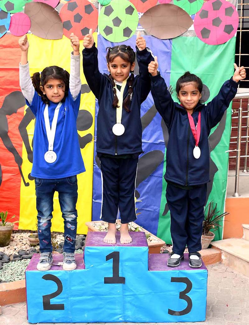 Students participating in race competition during Annual Sports Day at SZABIST School and Intermediate College