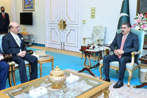  Pakistan's Ambassador in the USA Mr. Masood Khan calls on caretaker Prime Minister Anwaar-ul-Haq Kakar.