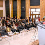 Caretaker Federal Minister for Religious Affairs and Interfaith Harmony Aneeq Ahmed addressing at the seminar on Interfaith Harmony at IQRA