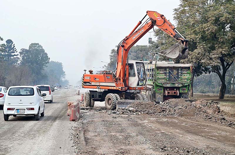 Machinery being used for extension work of Park Road during development work in the Federal Capital