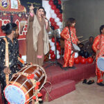 Somiana Khan performing on stage during Sham Qalandar organized by Oriental Welfare Society at Gaddafi Hall.