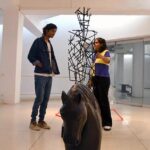 Students of Lahore Women's College show their artistic talents to visitors at the BFA Visual Arts Degree Show 2024.