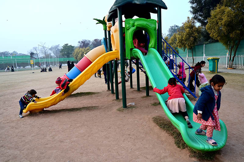 Children enjoy playing at Sukh Chayn Park in the Federal Capital