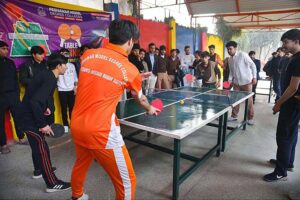 A view of cricket match between played between Peshawar and Mardan teams during Grand Sports Gala 2024 of Peshawar Model Degree Colleges.
