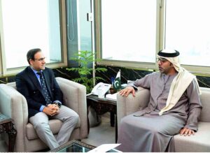 UAE Ambassador to Pakistan Hamad Obaid Ibrahim Salem Al-Zaabi called on Caretaker Federal Minister for IT and Telecommunication Dr. Umar Saif.