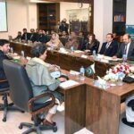 President Dr Arif Alvi chairing a meeting during his visit to the Federal Ombudsman Secretariat for Protection Against Harassment at Workplace (FOSPAH) Head Office.