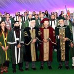 President Dr. Arif Alvi in a group photograph at the 31st Convocation ceremony of the University of Karachi
